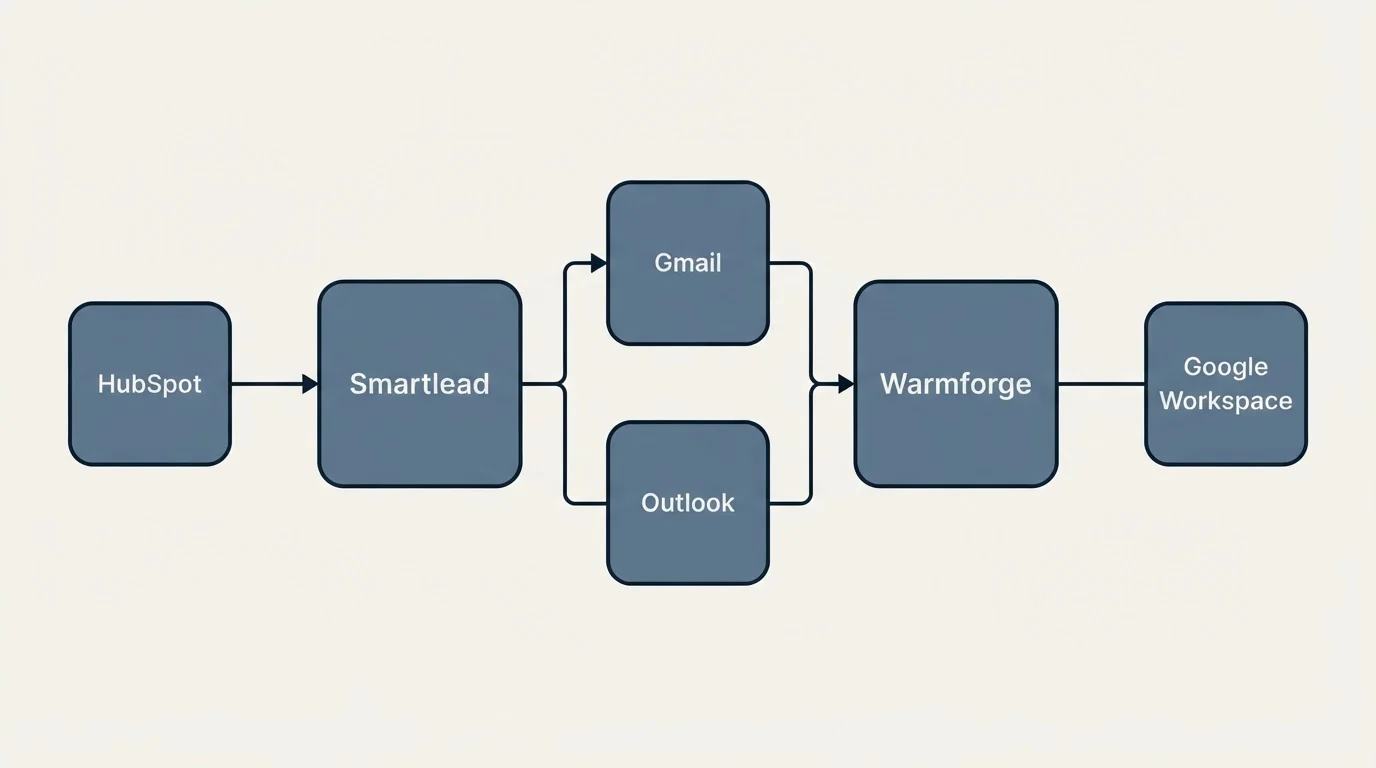 Integration flow: Integration Ecosystem (Smartlead, Warmforge, Gmail, Outlook)