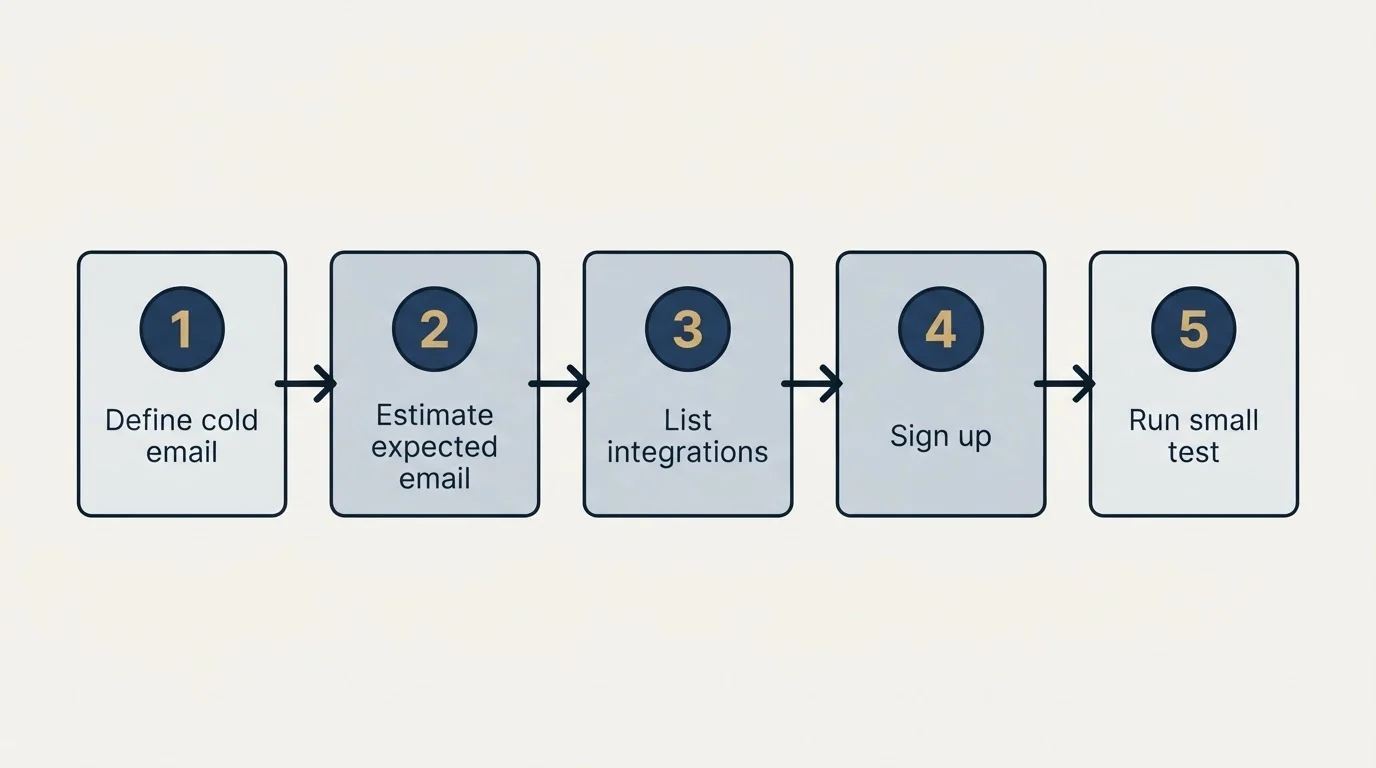 Step sequence: Getting Started Checklist (Define cold email, Estimate expected email, List integrations, Sign up)