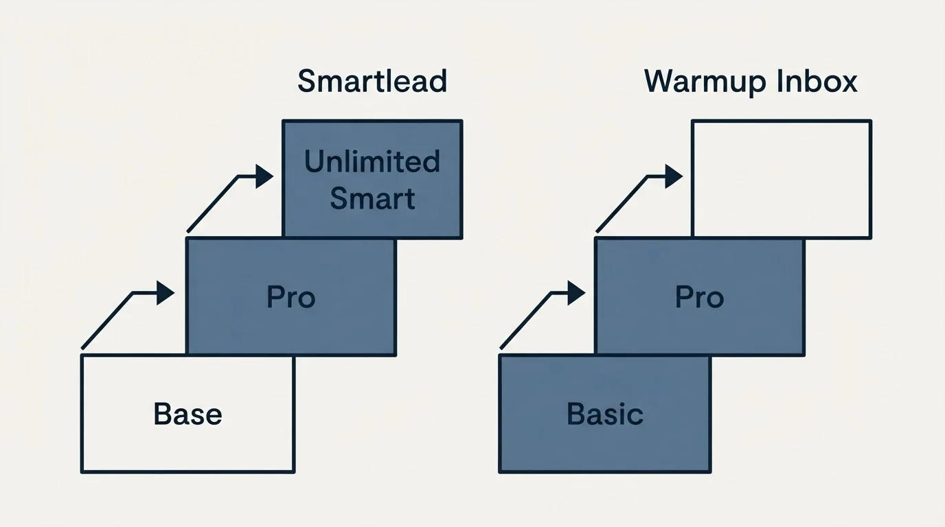 Pricing ladder: Pricing Comparison (Smartlead, Warmup Inbox, Base, Basic)