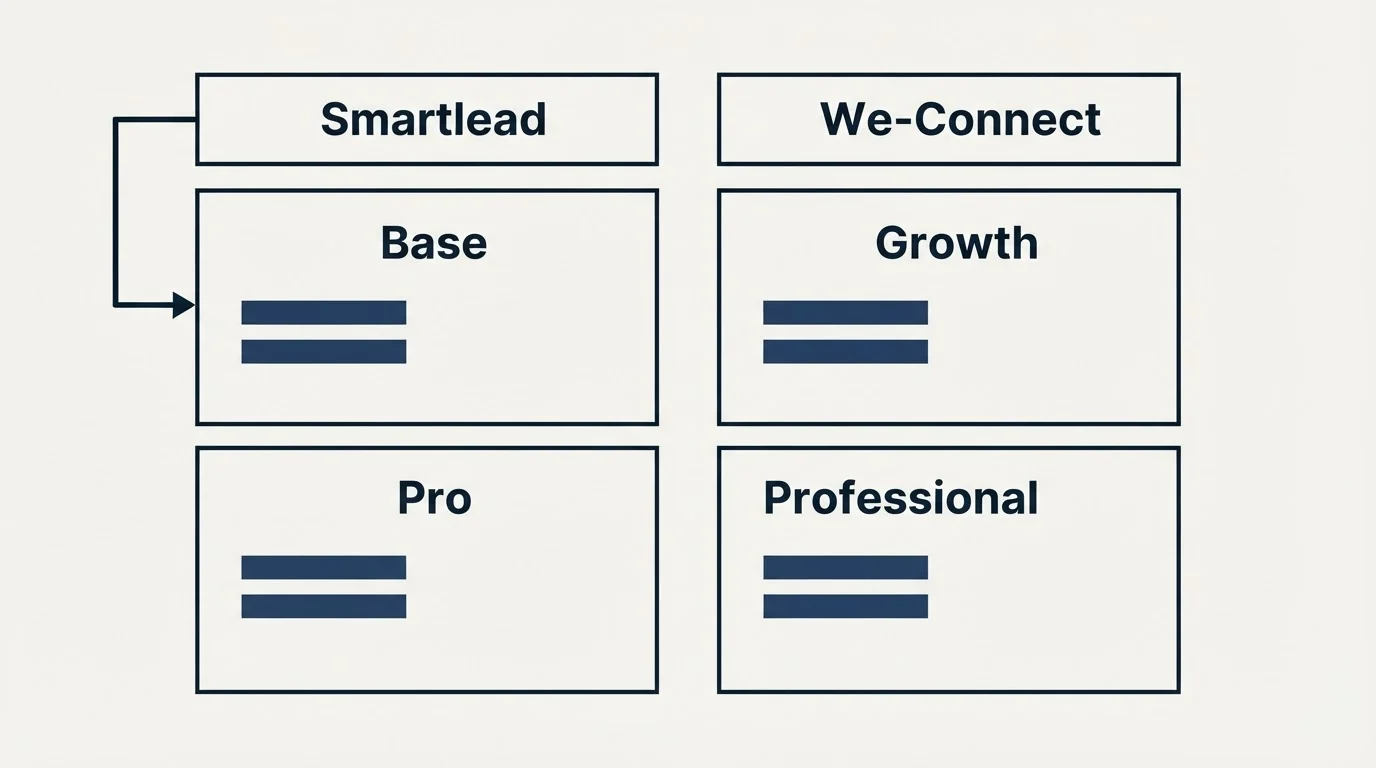Pricing table: Pricing Comparison (Smartlead, We-Connect, Base, Growth)