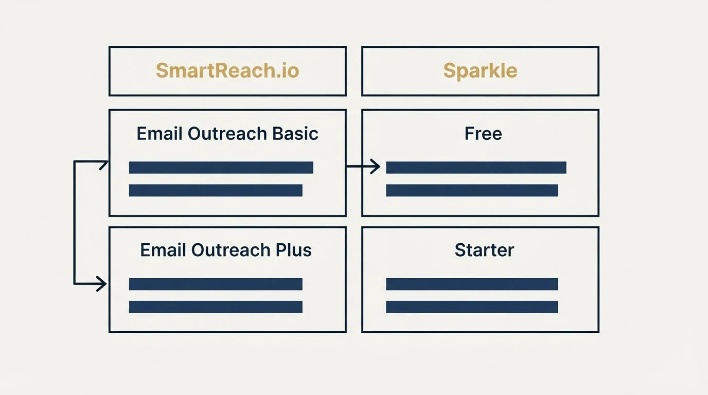 Pricing table: Pricing Comparison (SmartReach.io, Sparkle, Email Outreach Basic, Free)
