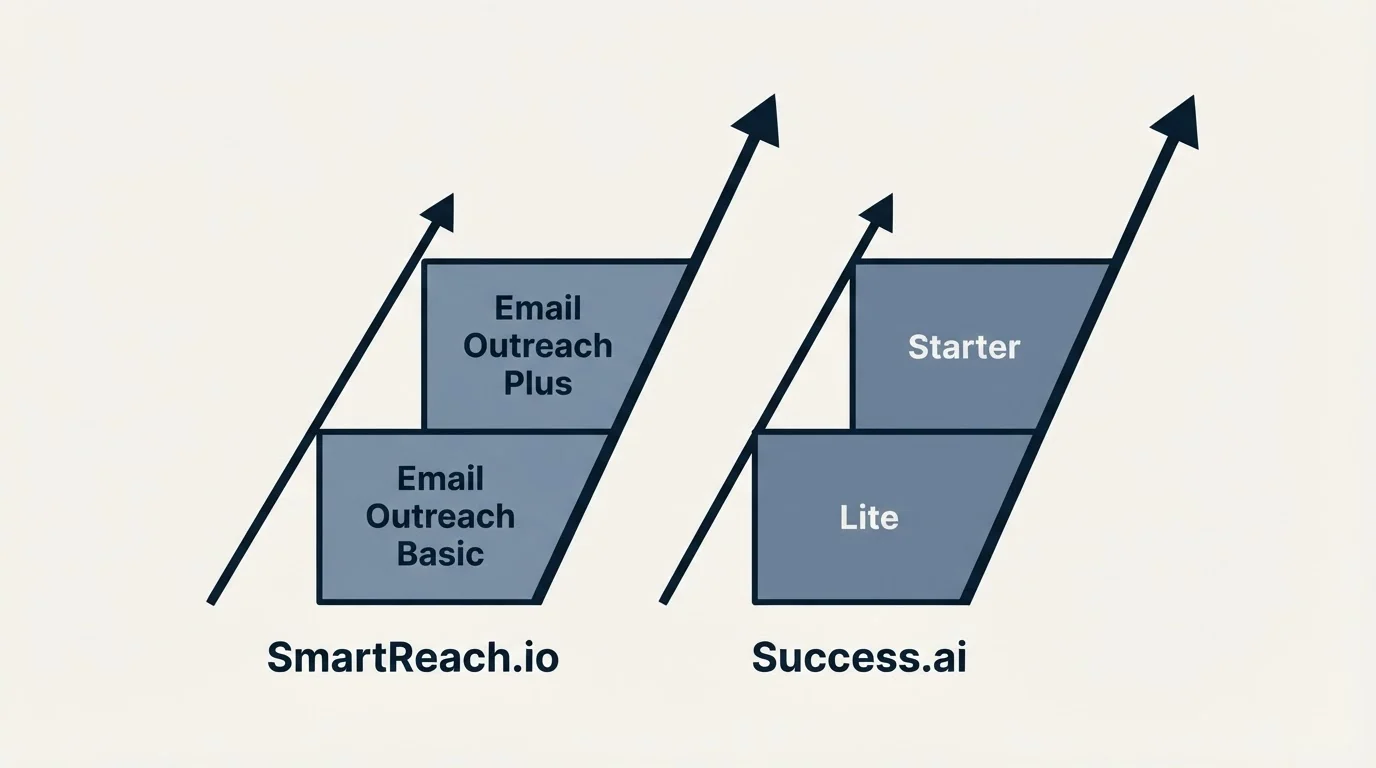 Pricing ladder: Pricing Comparison (SmartReach.io, Success.ai, Email Outreach Basic, Lite)