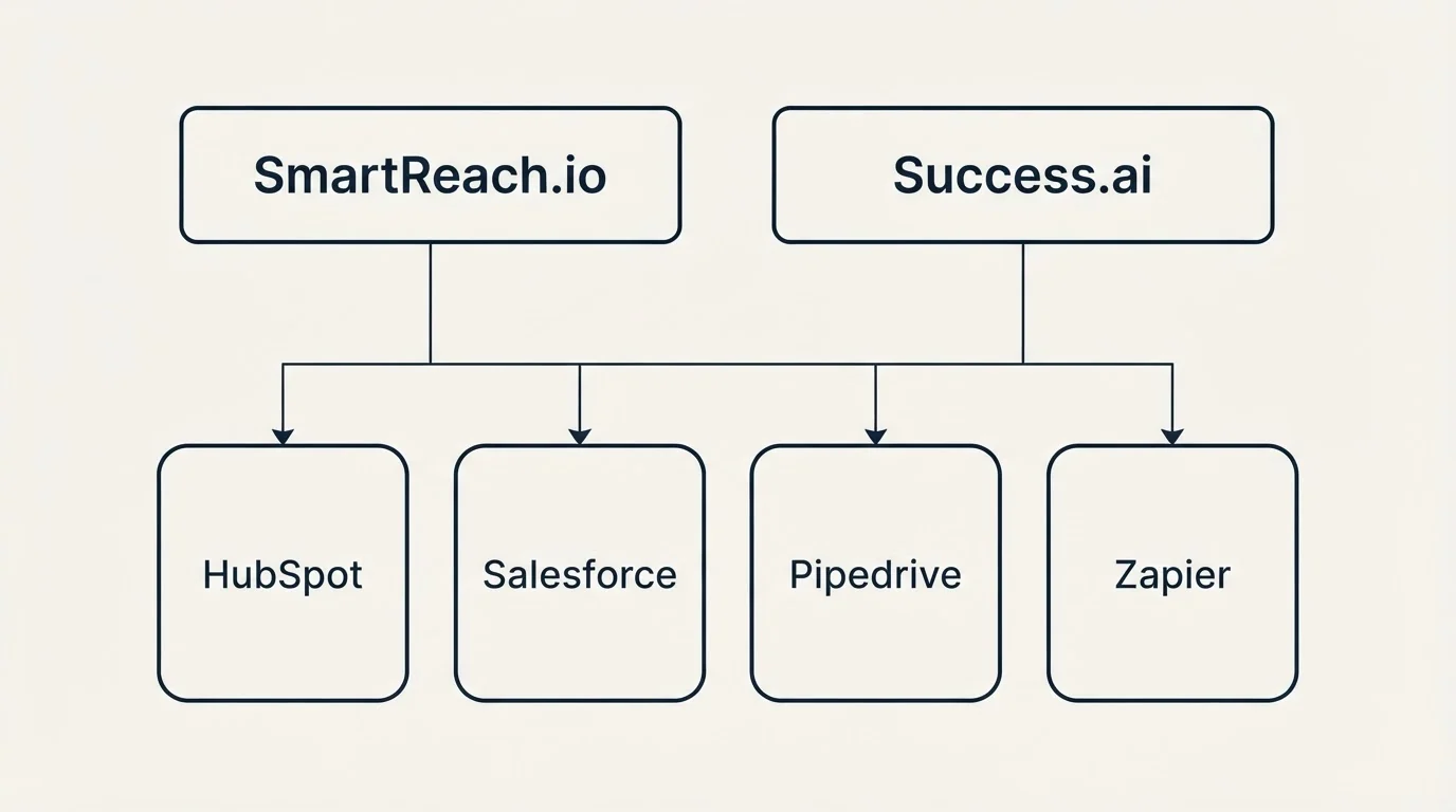Integration grid: Integration Ecosystem (SmartReach.io, Success.ai, HubSpot, Salesforce)