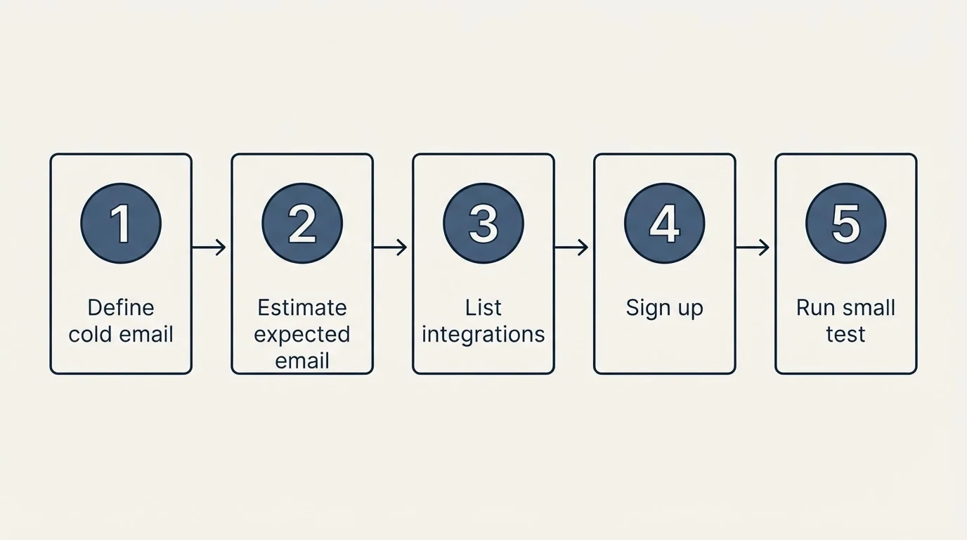 Step sequence: Getting Started Checklist (Define cold email, Estimate expected email, List integrations, Sign up)