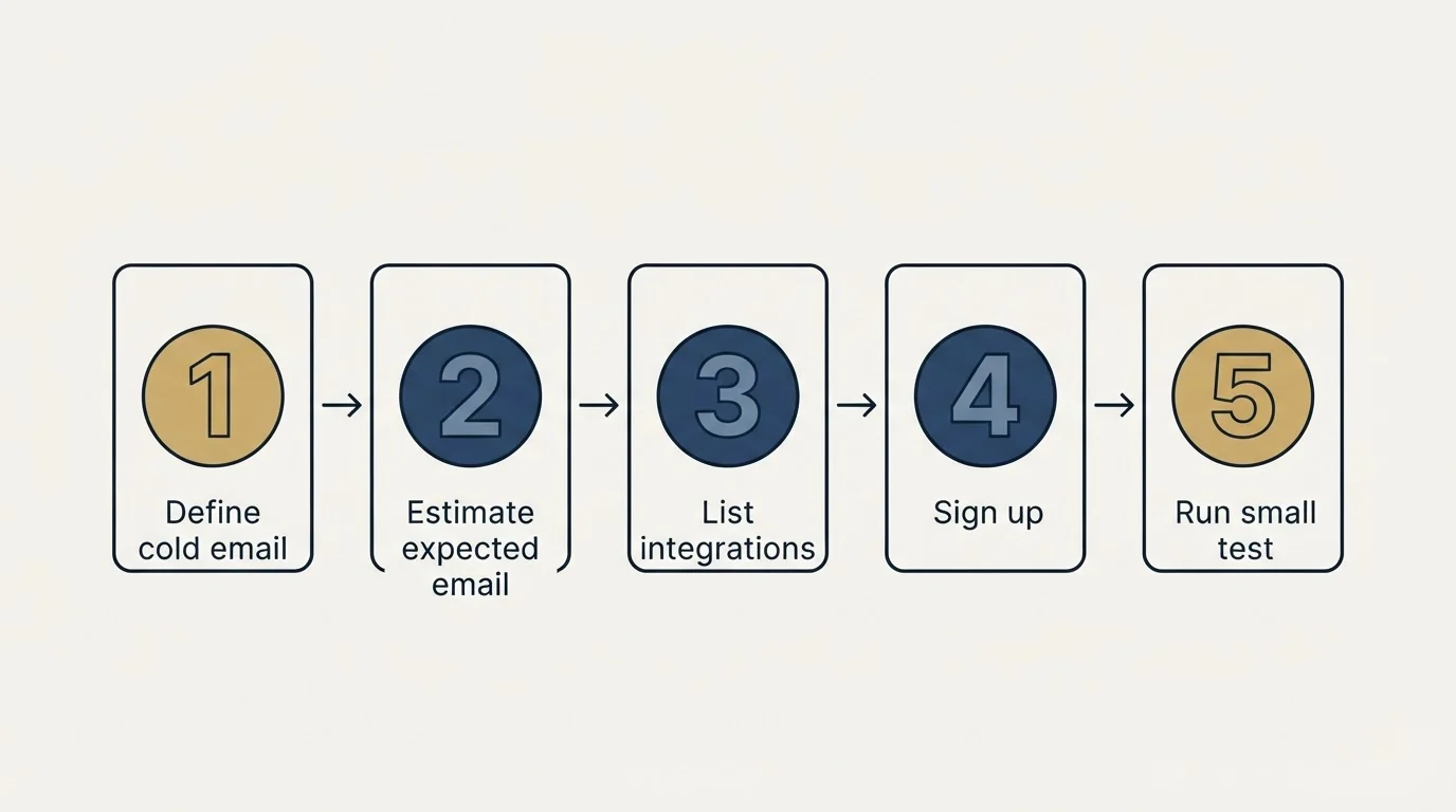 Step sequence: Getting Started Checklist (Define cold email, Estimate expected email, List integrations, Sign up)