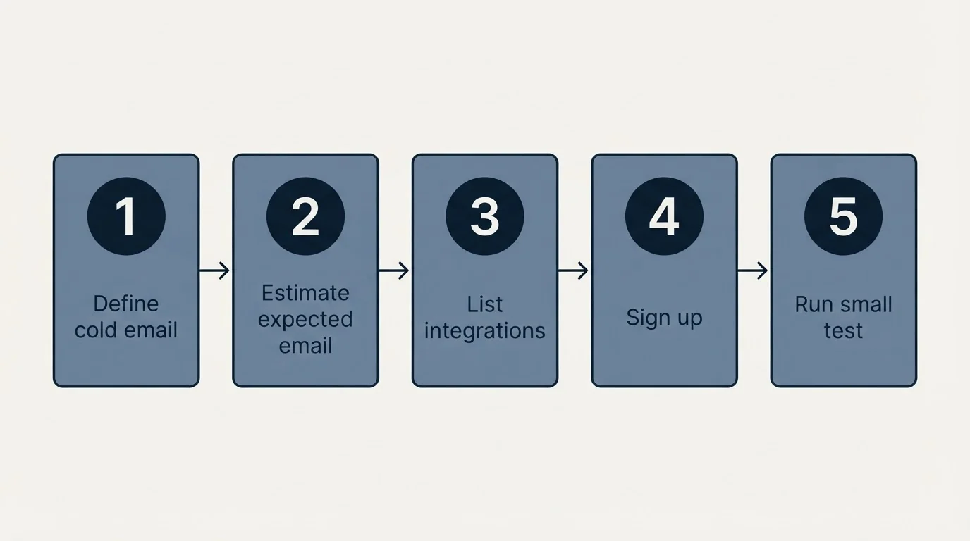 Step sequence: Getting Started Checklist (Define cold email, Estimate expected email, List integrations, Sign up)