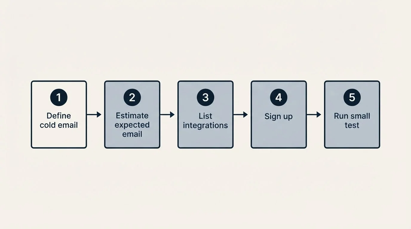 Step sequence: Getting Started Checklist (Define cold email, Estimate expected email, List integrations, Sign up)