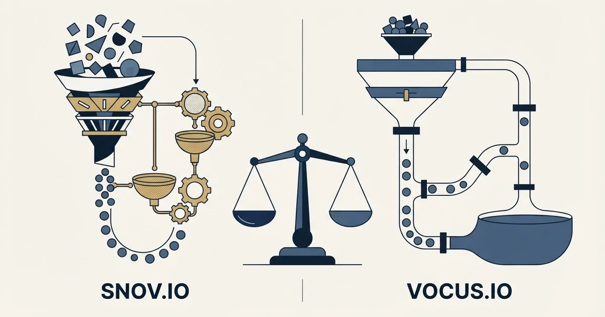 Editorial illustration for Snov.io vs Vocus.io