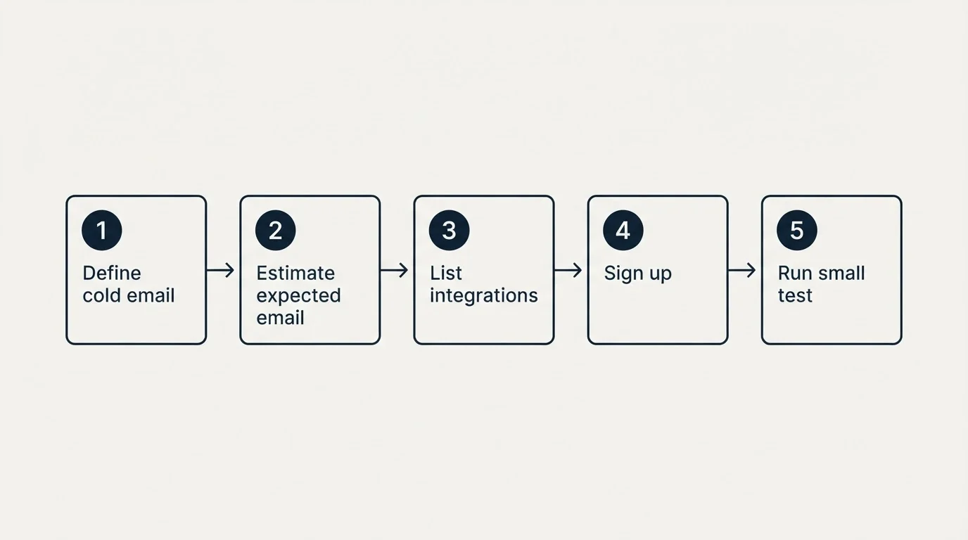 Step sequence: Getting Started Checklist (Define cold email, Estimate expected email, List integrations, Sign up)