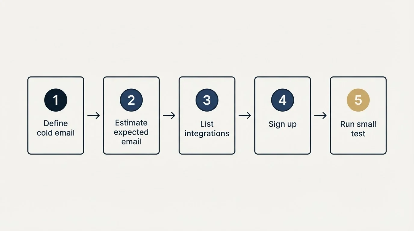 Step sequence: Getting Started Checklist (Define cold email, Estimate expected email, List integrations, Sign up)