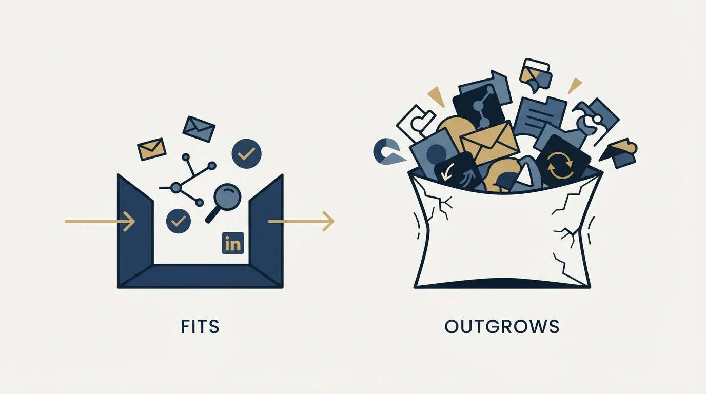 Section illustration: Where it fits, and where teams outgrow it