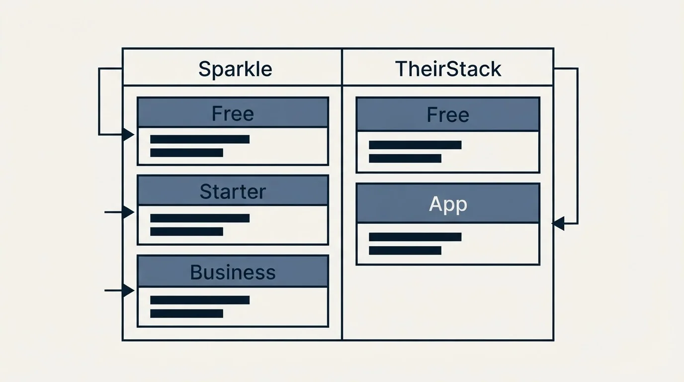Pricing table: Pricing Comparison (Sparkle, TheirStack, Free, Starter)