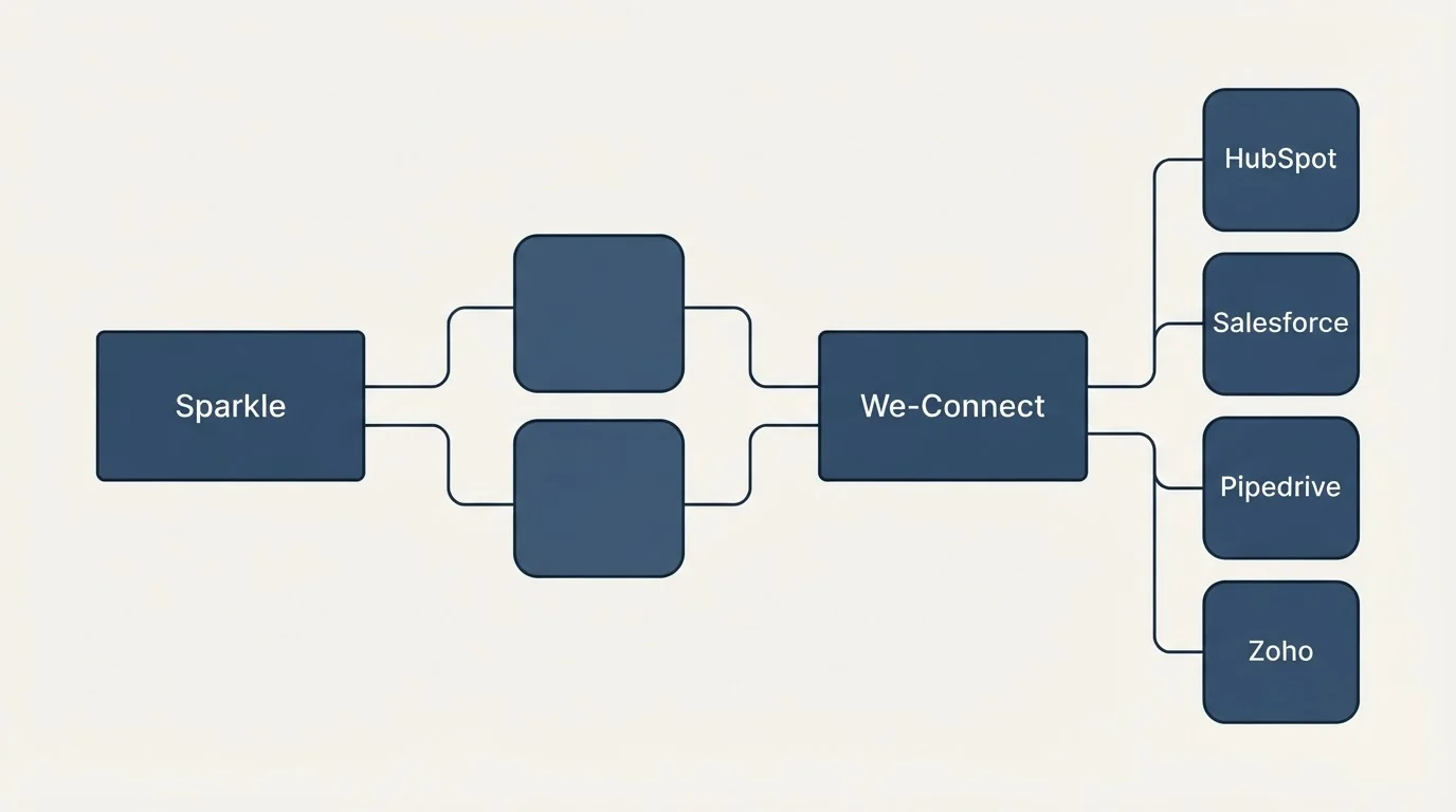 Integration schematic: Integration Ecosystem (Sparkle, We-Connect, HubSpot, Salesforce)