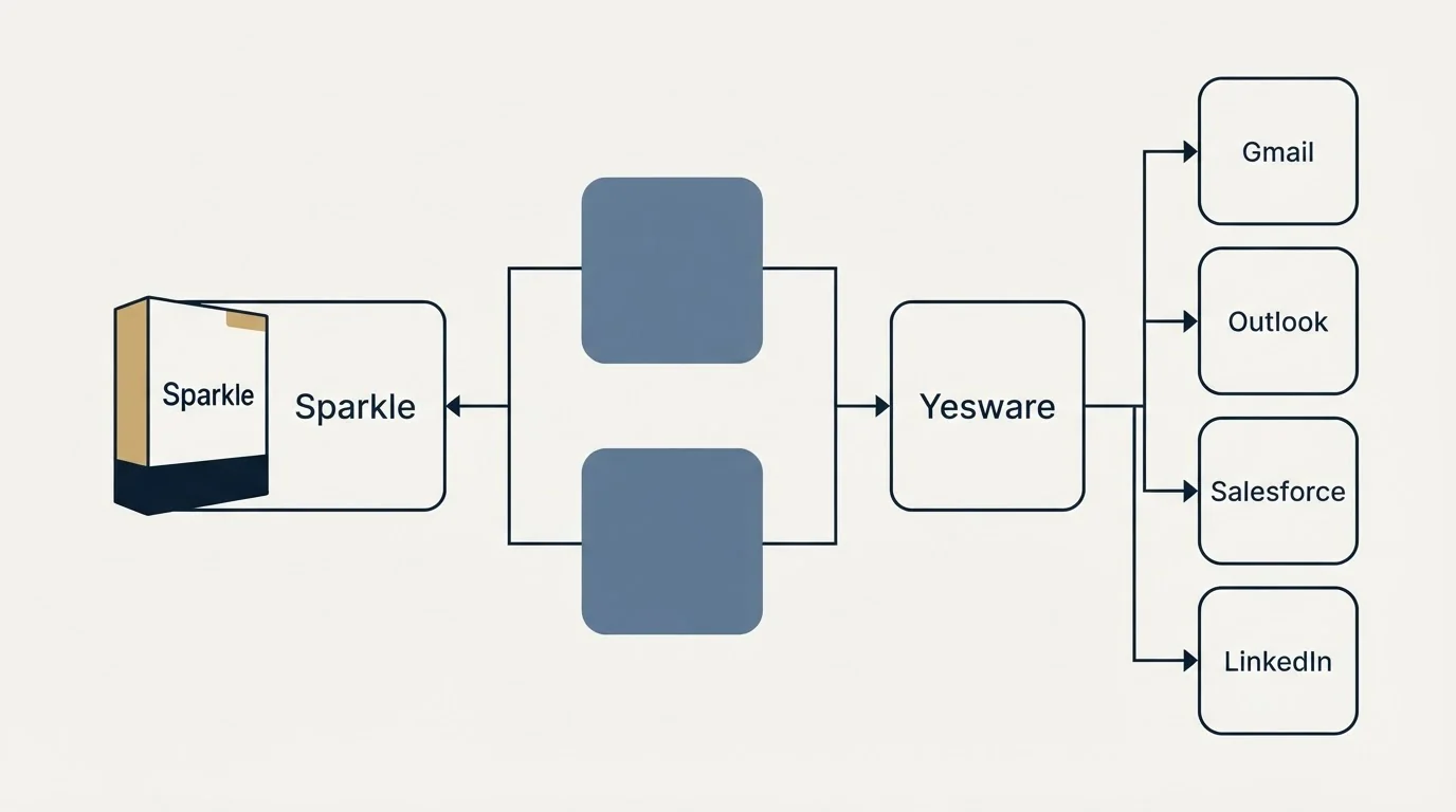 Integration flow: Integration Ecosystem (Sparkle, Yesware, Gmail, Outlook)