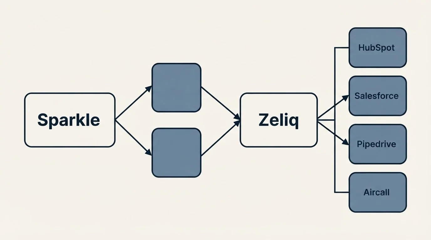 Integration schematic: Integration Ecosystem (Sparkle, Zeliq, HubSpot, Salesforce)