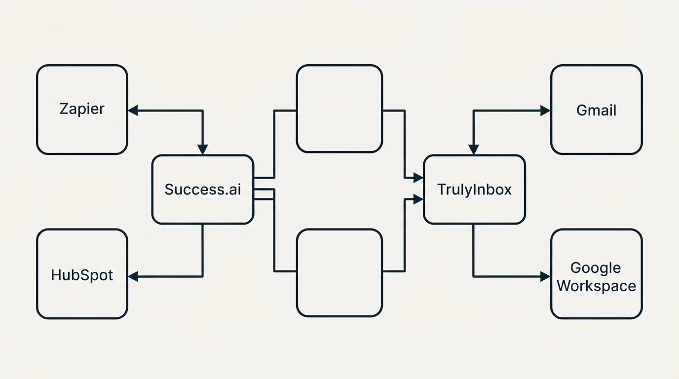 Integration flow: Integration Ecosystem (Success.ai, TrulyInbox, Zapier, Gmail)