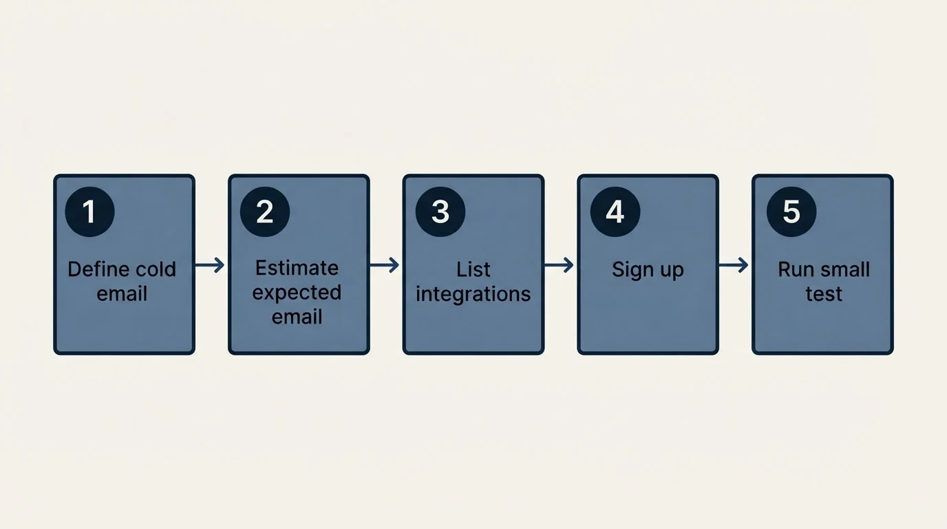 Step sequence: Getting Started Checklist (Define cold email, Estimate expected email, List integrations, Sign up)