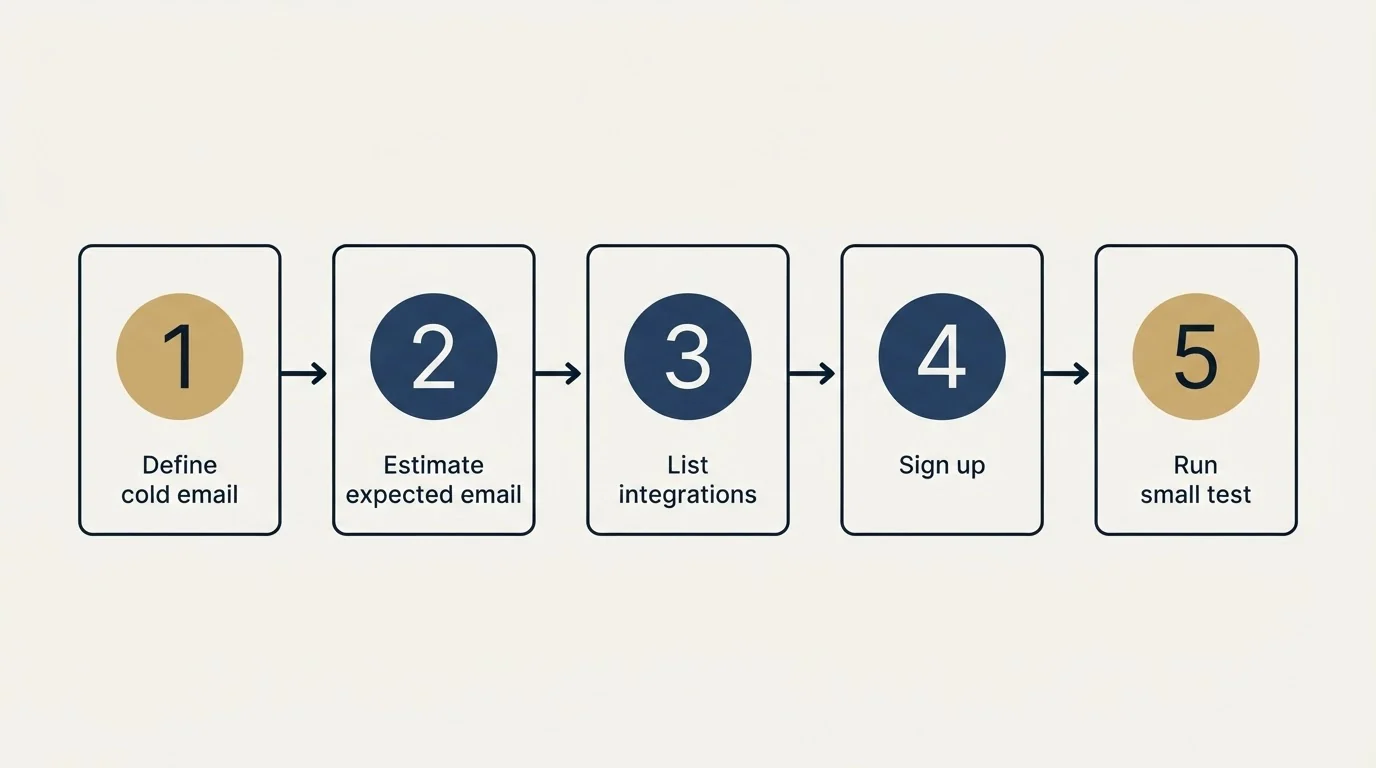 Step sequence: Getting Started Checklist (Define cold email, Estimate expected email, List integrations, Sign up)
