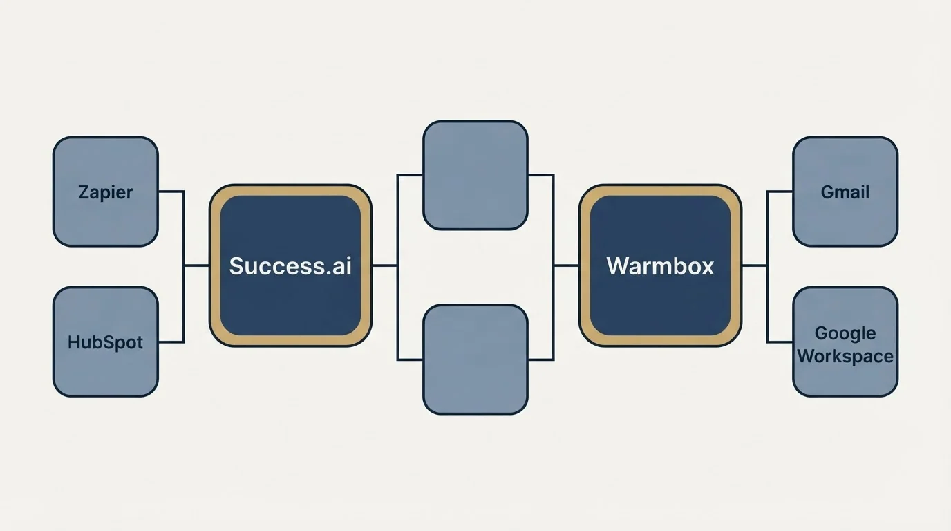 Integration flow: Integration Ecosystem (Success.ai, Warmbox, Zapier, Gmail)