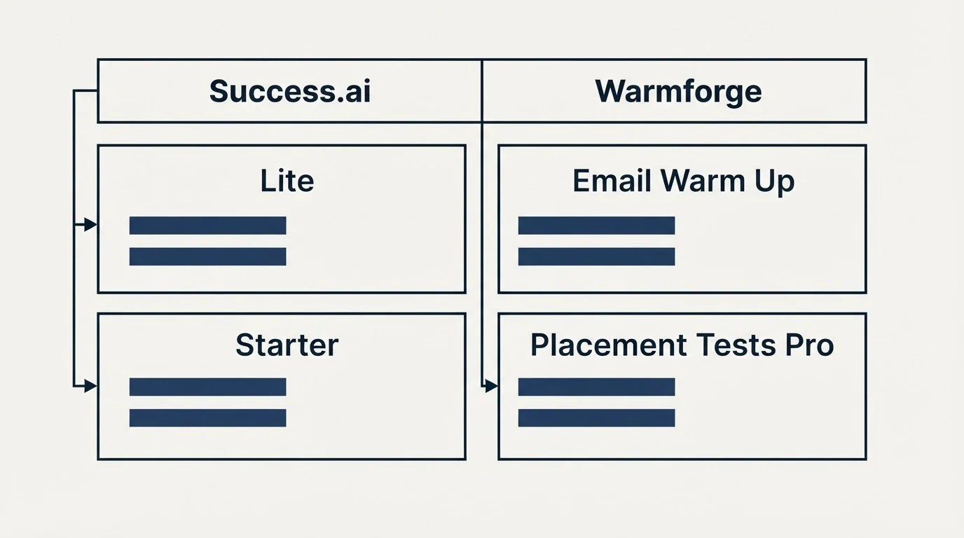 Pricing table: Pricing Comparison (Success.ai, Warmforge, Lite, Email Warm Up)