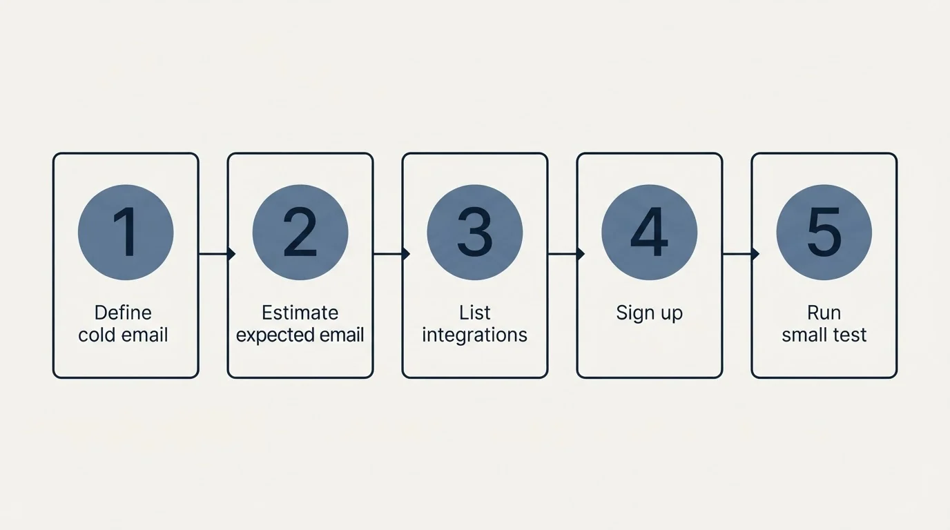 Step sequence: Getting Started Checklist (Define cold email, Estimate expected email, List integrations, Sign up)