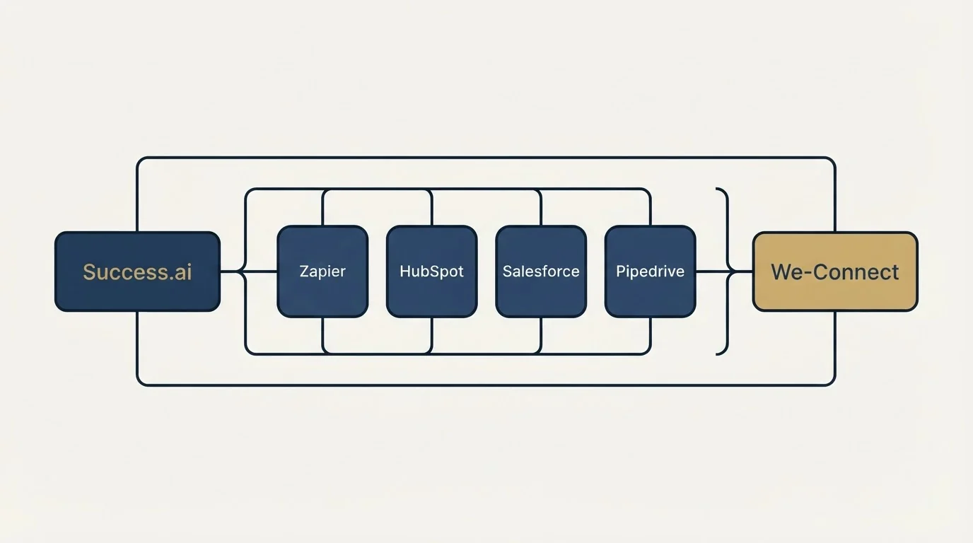 Integration schematic: Integration Ecosystem (Success.ai, We-Connect, Zapier, HubSpot)