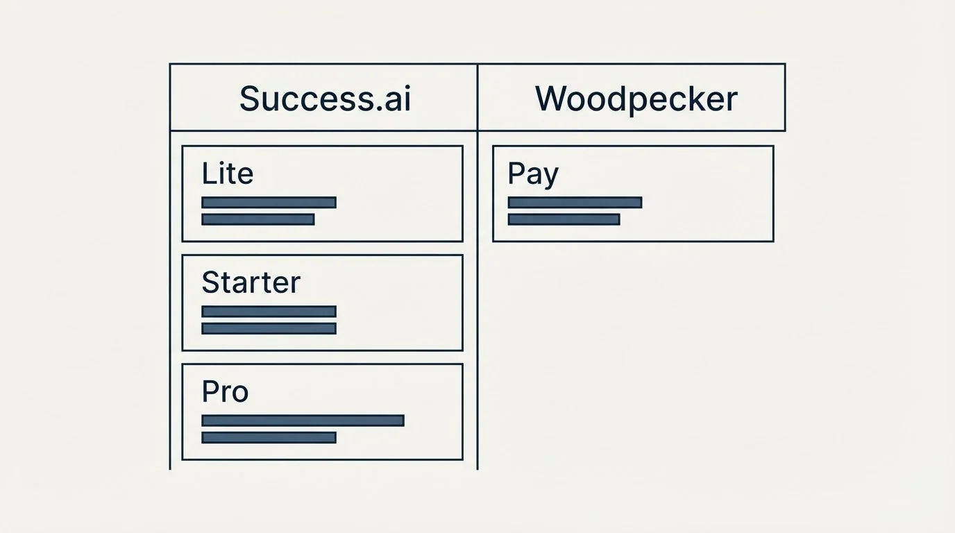 Pricing table: Pricing Comparison (Success.ai, Woodpecker, Lite, Pay)