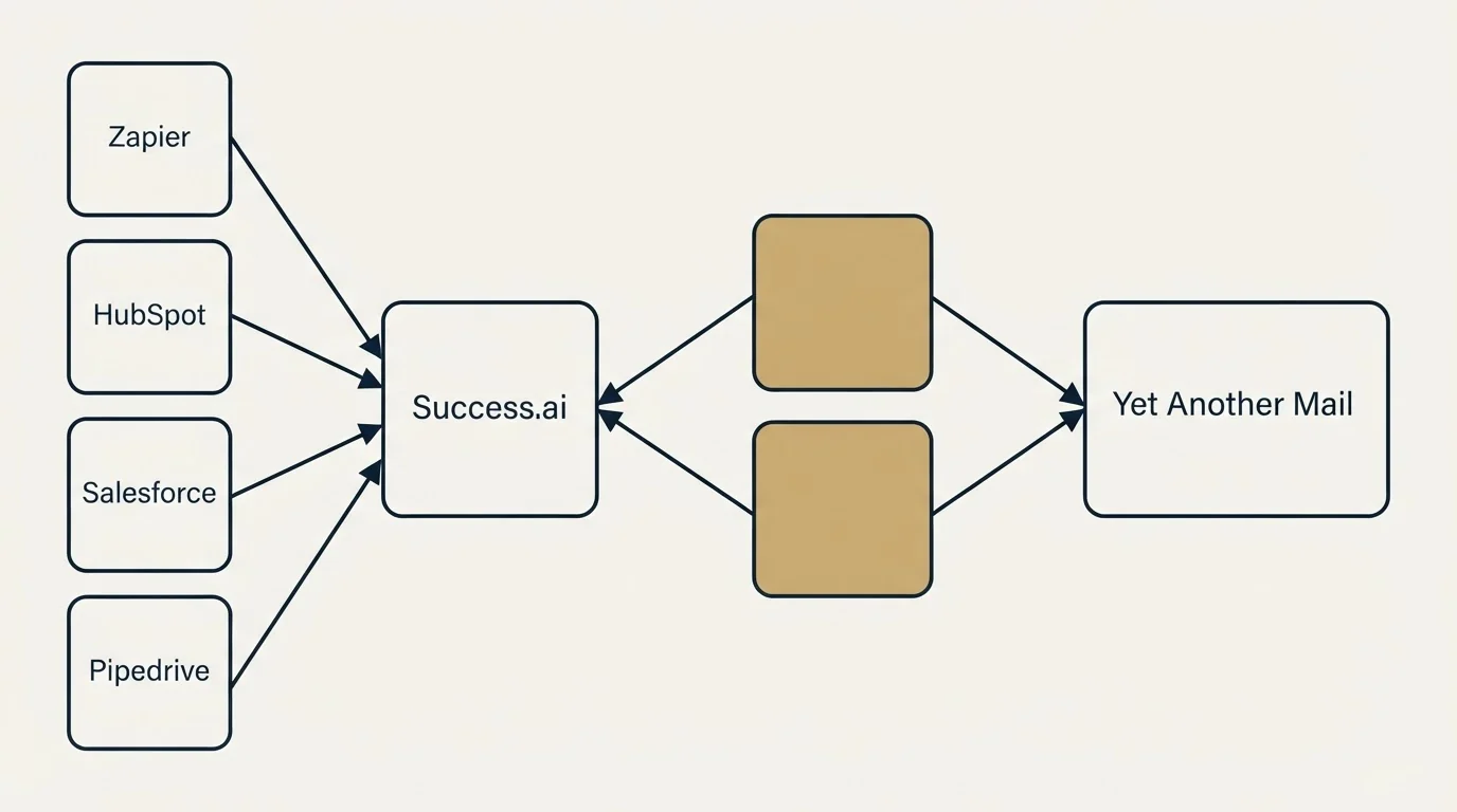 Integration schematic: Integration Ecosystem (Success.ai, Yet Another Mail, Zapier, HubSpot)