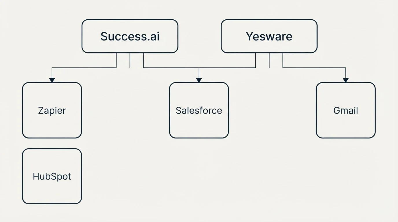 Integration grid: Integration Ecosystem (Success.ai, Yesware, Salesforce, Zapier)