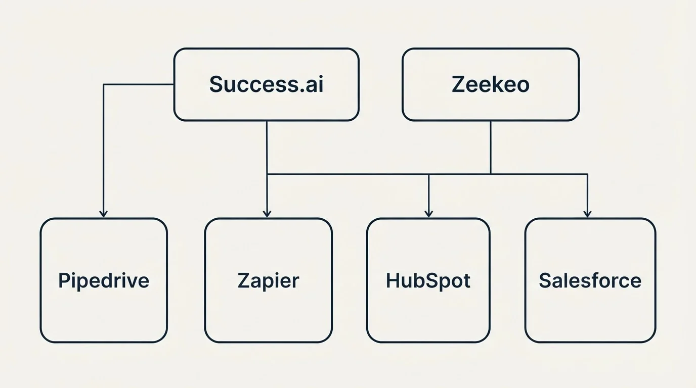 Integration grid: Integration Ecosystem (Success.ai, Zeekeo, Zapier, HubSpot)