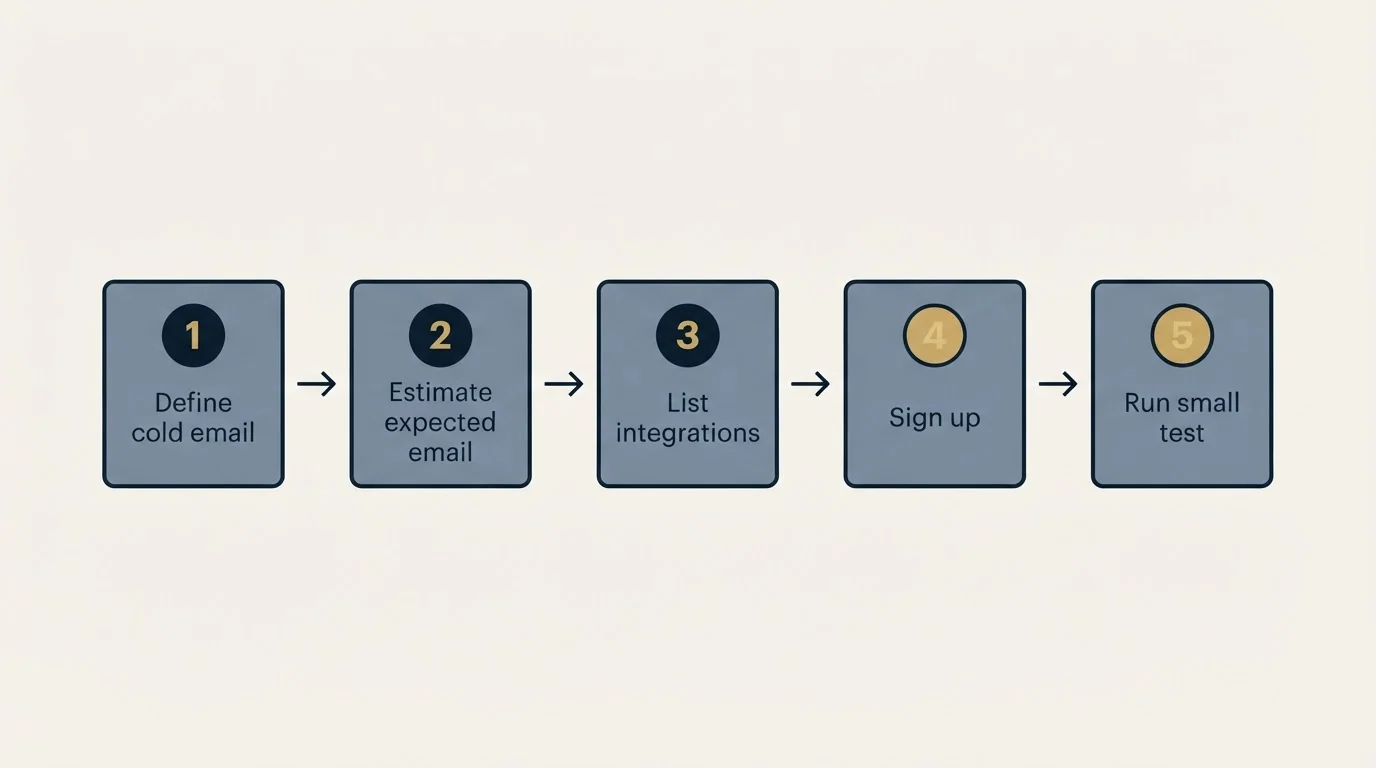 Step sequence: Getting Started Checklist (Define cold email, Estimate expected email, List integrations, Sign up)