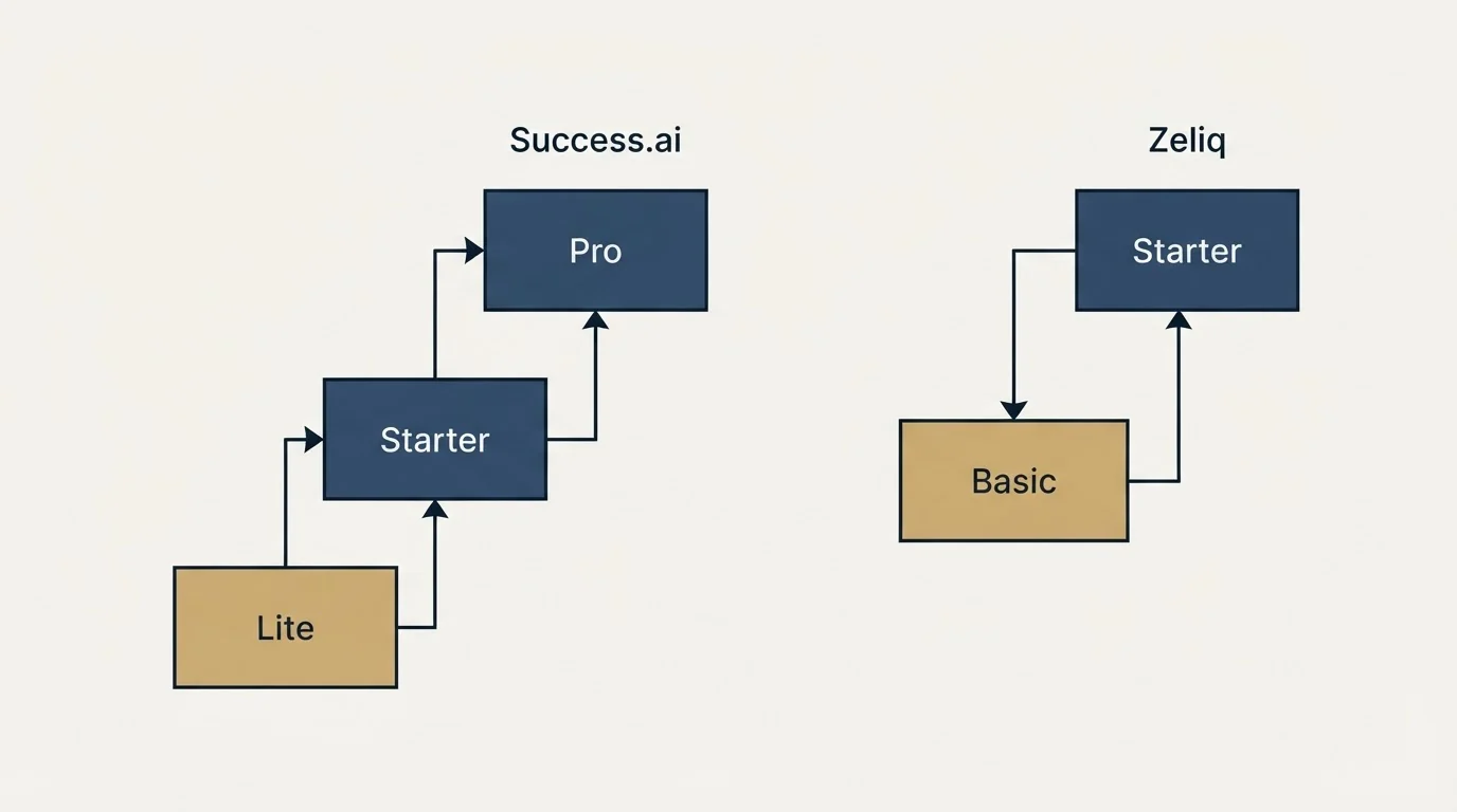 Pricing ladder: Pricing Comparison (Success.ai, Zeliq, Lite, Basic)
