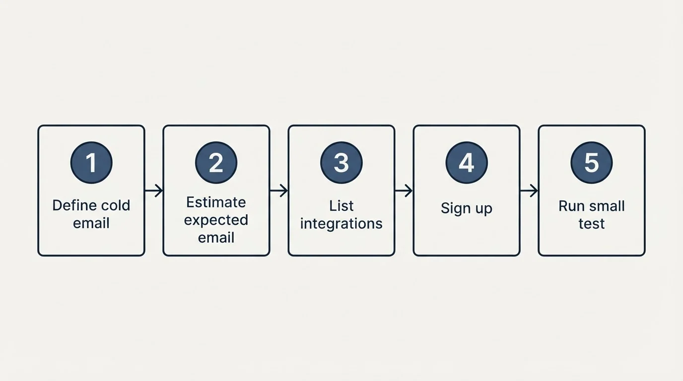 Step sequence: Getting Started Checklist (Define cold email, Estimate expected email, List integrations, Sign up)