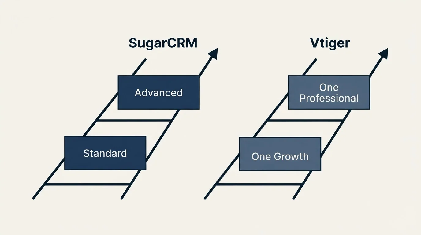 Pricing ladder: Pricing Comparison (SugarCRM, Vtiger, Standard, One Growth)