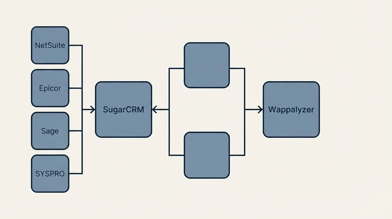 Integration flow: Integration Ecosystem (SugarCRM, Wappalyzer, NetSuite, Epicor)