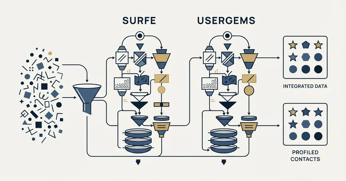 Editorial illustration for Surfe vs UserGems