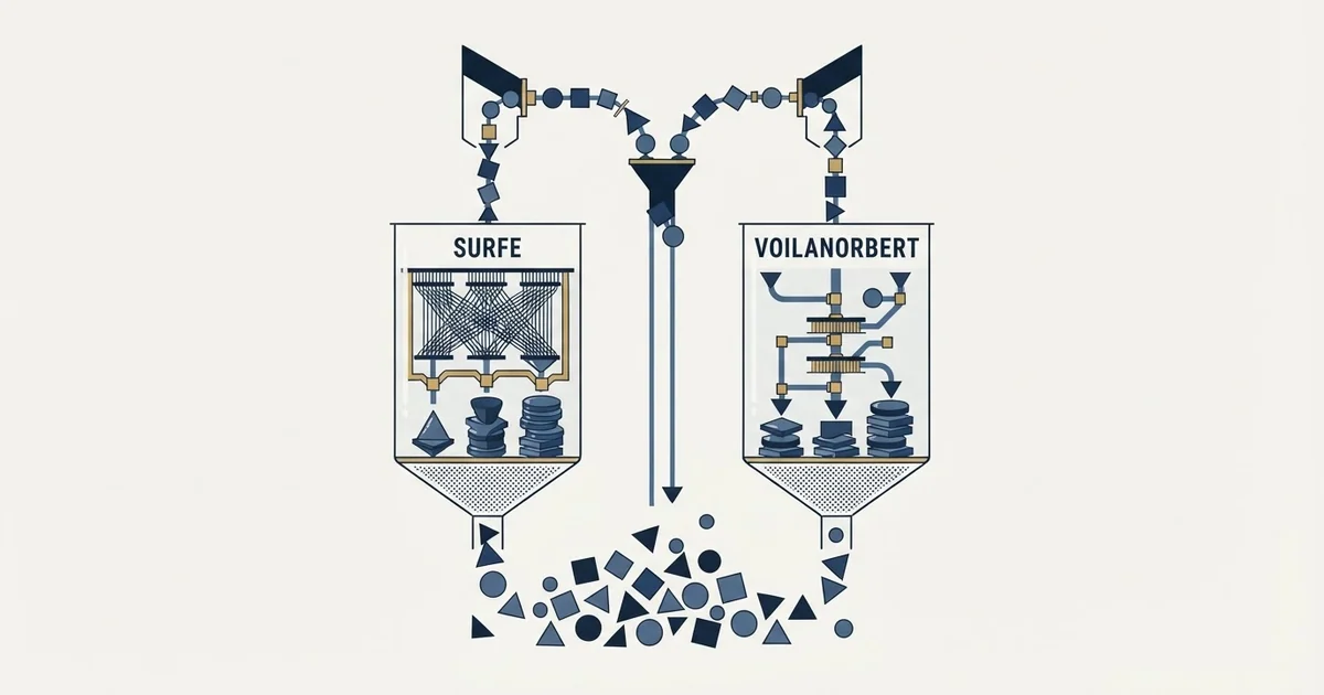 Editorial illustration for Surfe vs VoilaNorbert