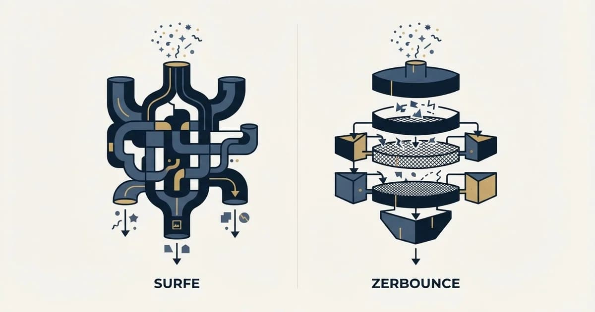 Editorial illustration for Surfe vs ZeroBounce