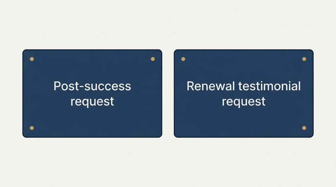 Schematic: Timing-Based Templates (Post-success request, Renewal testimonial request)