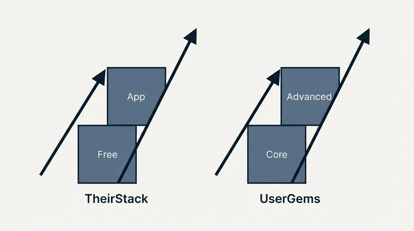 Pricing ladder: Pricing Comparison (TheirStack, UserGems, Free, Core)