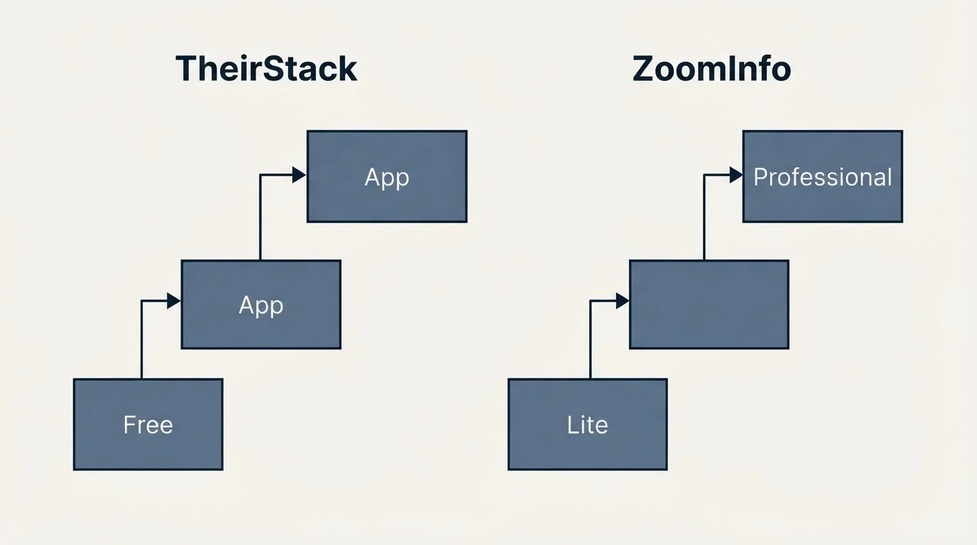 Pricing ladder: Pricing Comparison (TheirStack, ZoomInfo, Free, Lite)
