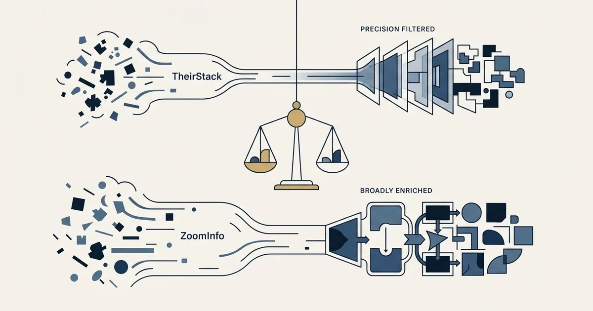 Editorial illustration for TheirStack vs ZoomInfo