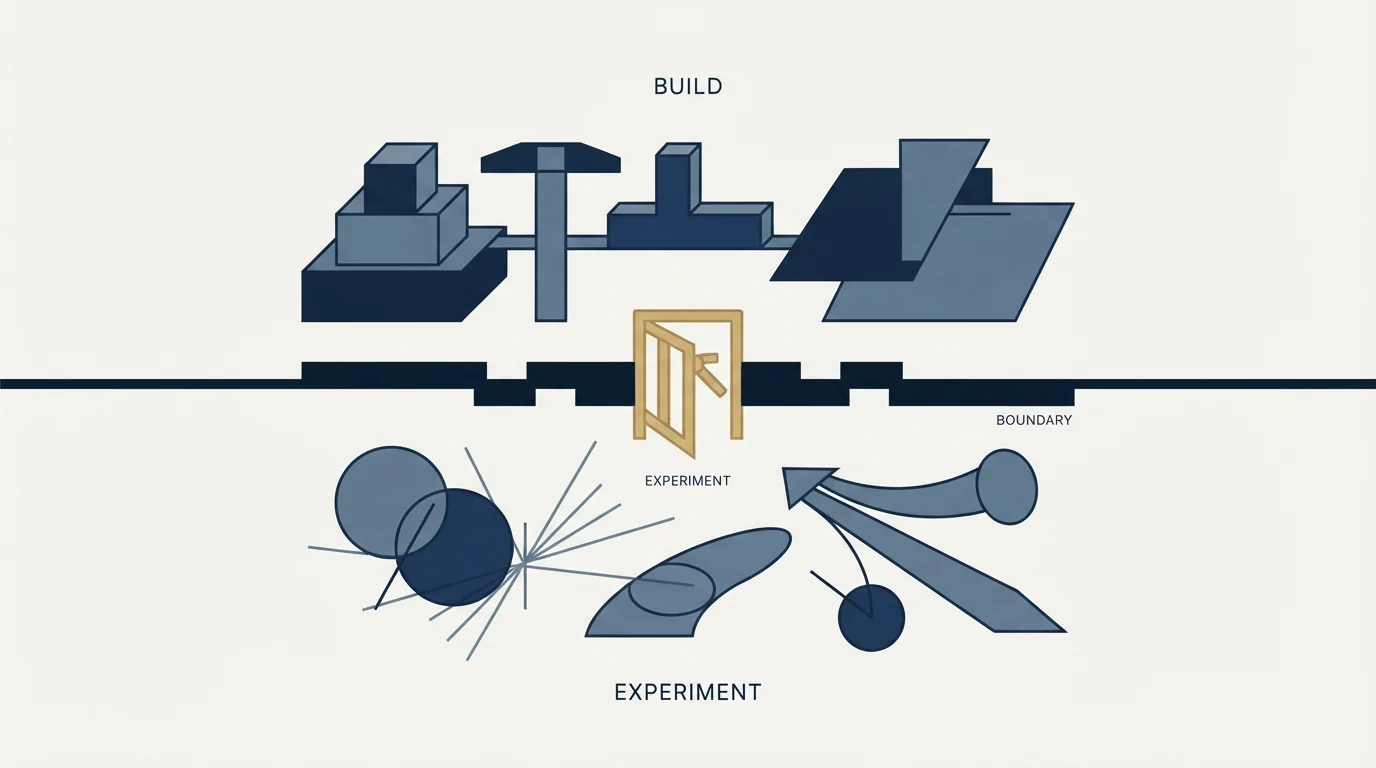 Section illustration: The capability boundary sits between Build and Experiment