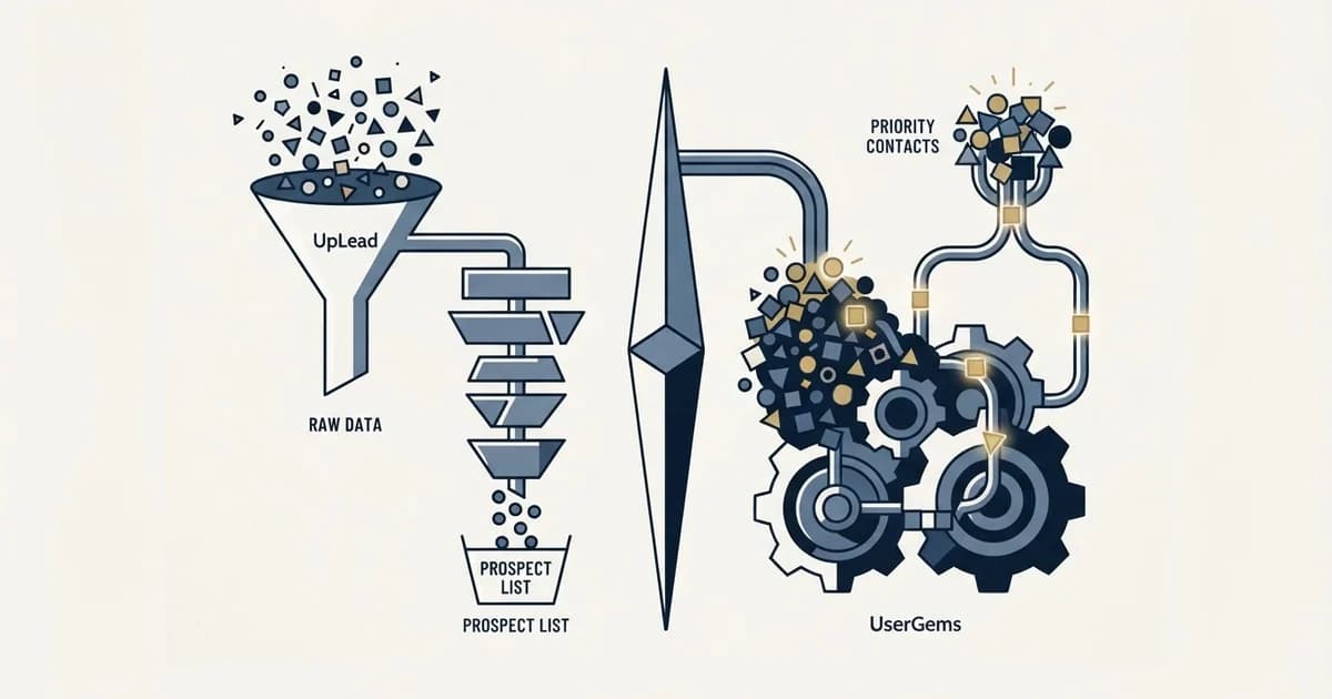 Editorial illustration for UpLead vs UserGems