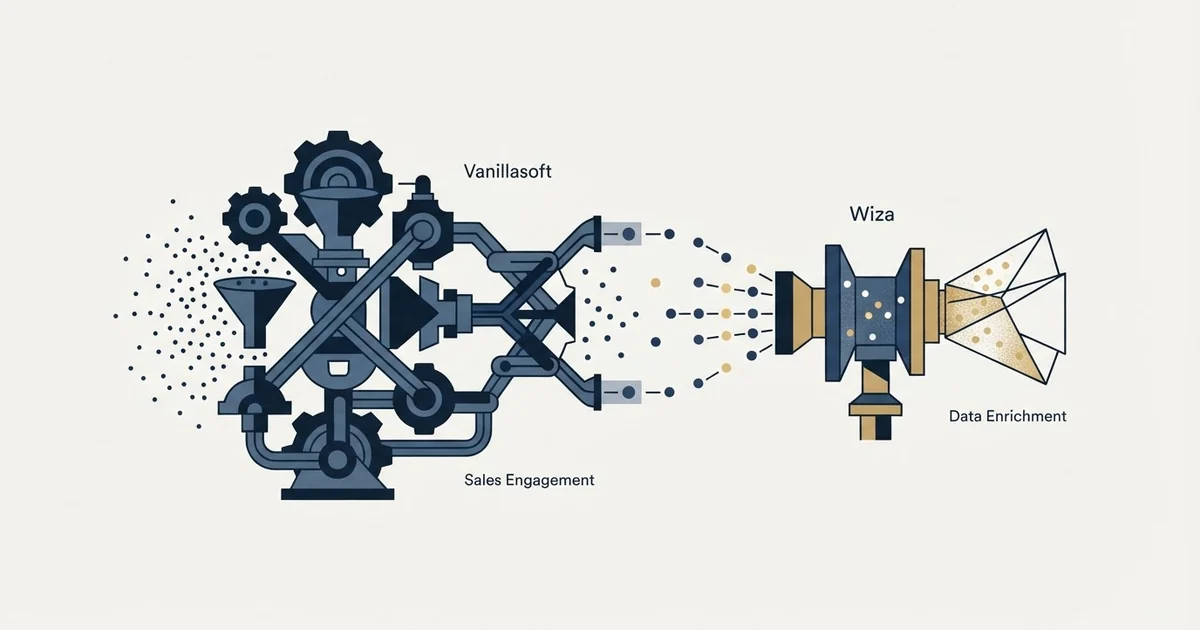 Editorial illustration for Vanillasoft vs Wiza