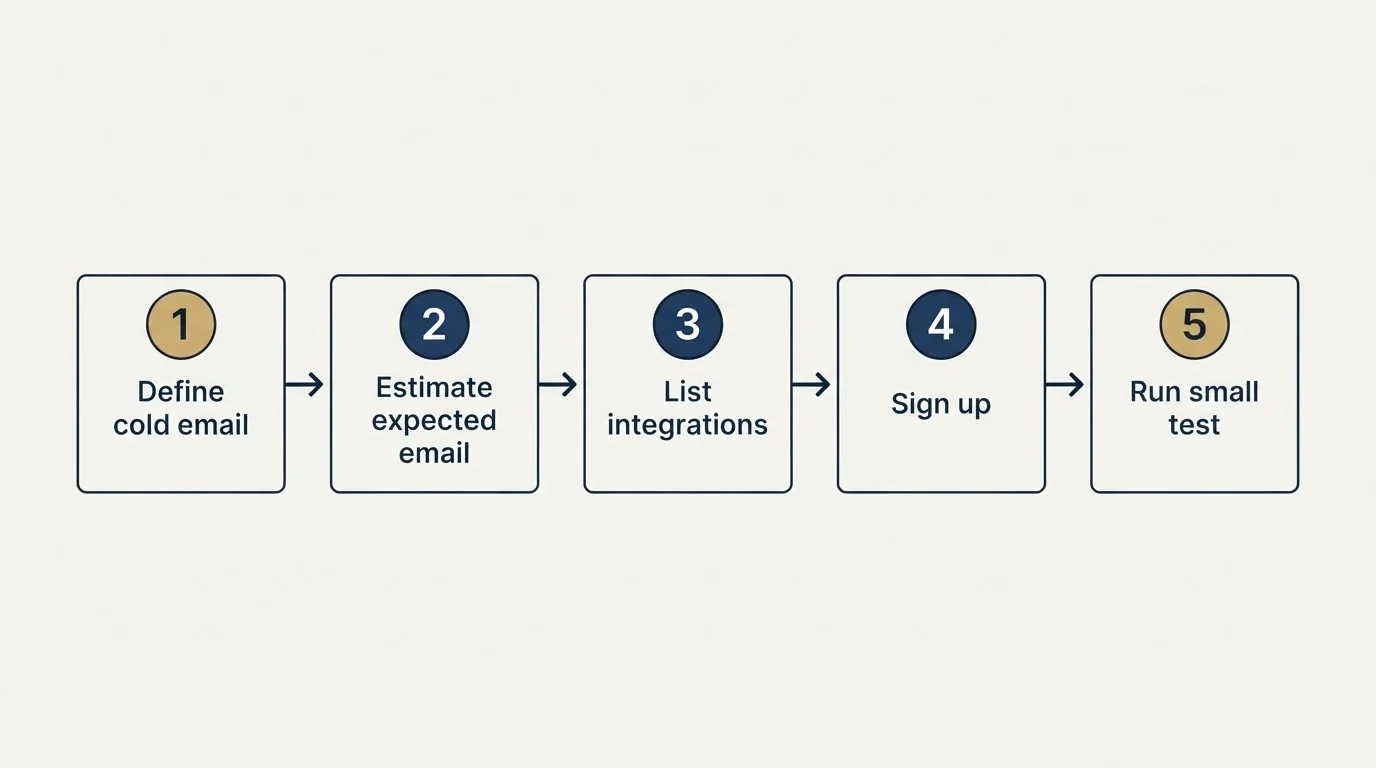 Step sequence: Getting Started Checklist (Define cold email, Estimate expected email, List integrations, Sign up)