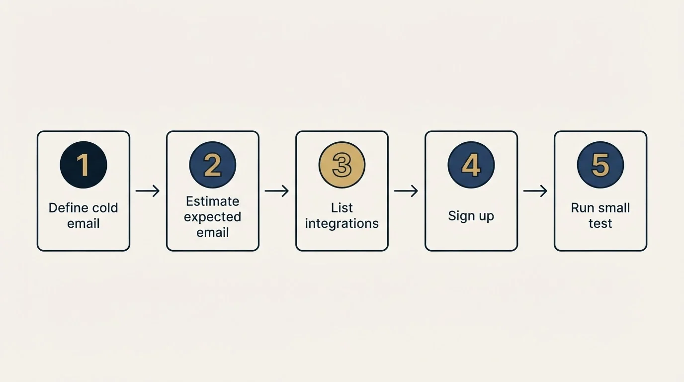Step sequence: Getting Started Checklist (Define cold email, Estimate expected email, List integrations, Sign up)