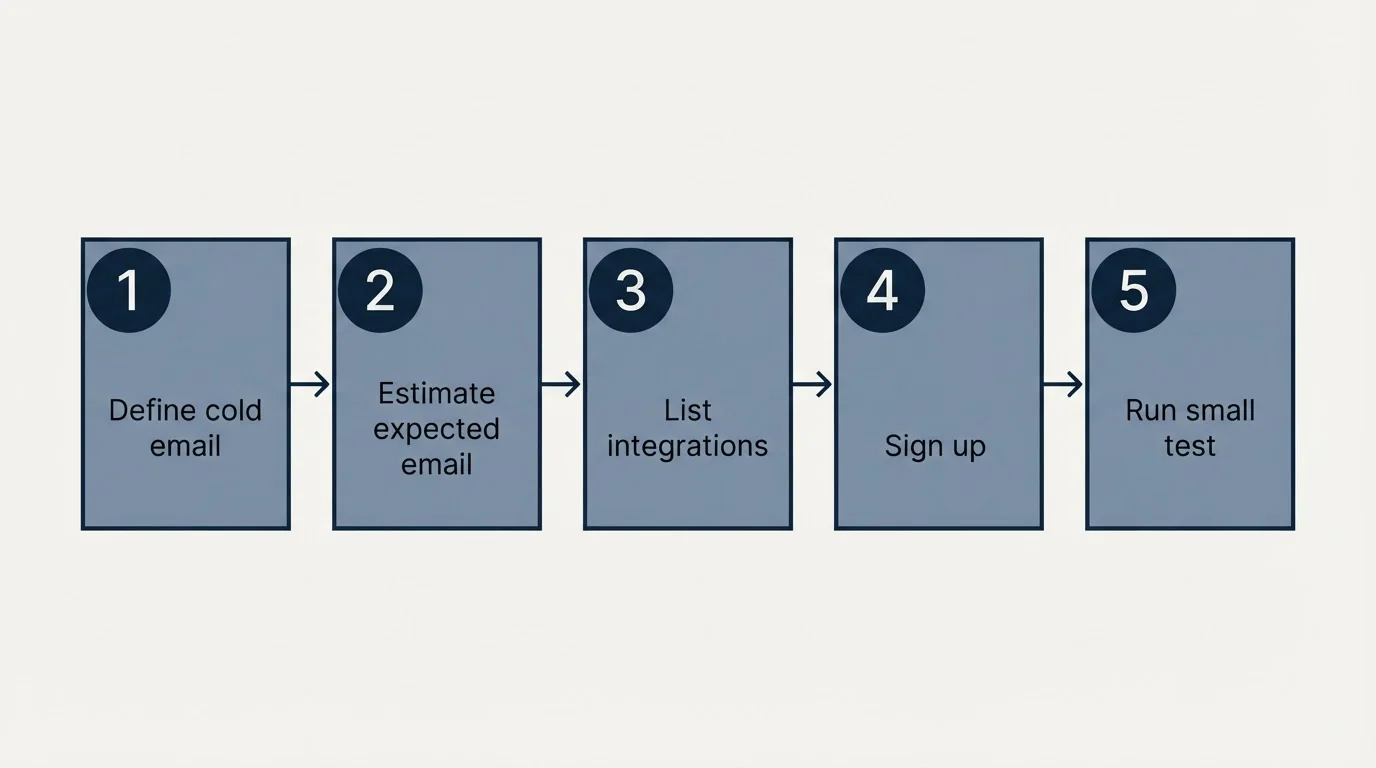 Step sequence: Getting Started Checklist (Define cold email, Estimate expected email, List integrations, Sign up)