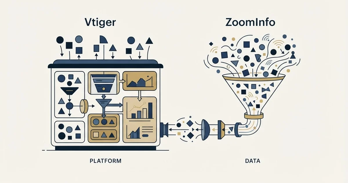 Editorial illustration for Vtiger vs ZoomInfo