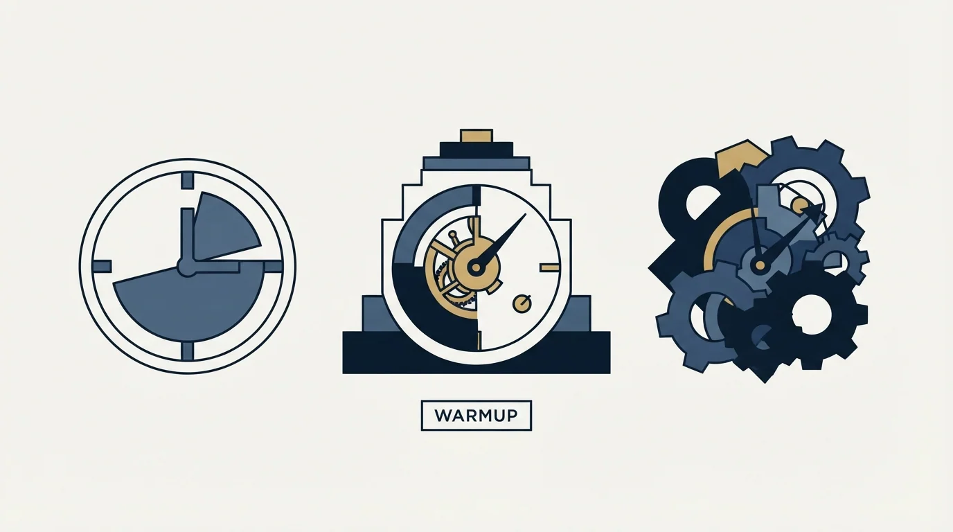 Section illustration: Three clocks, and only one of them is warmup